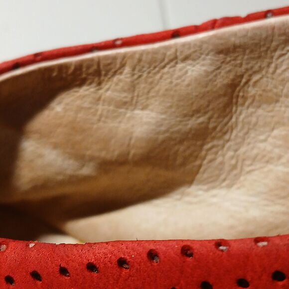 Fly London Women's Red Perforated Suede Leather Wedge Heels Sling Backs Size 37 - Picture 9 of 10